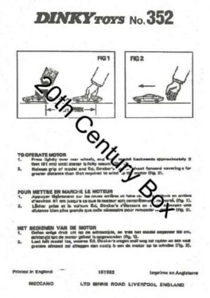 Dinky Toys 352 Ed’s Car Instruction Sheet