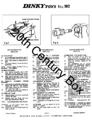 Dinky Toys 102 Joe’s Car Reproduction Instruction Sheet