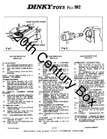 102-instructions-1.jpg Dinky Toys 102 Joe’s Car Reproduction Instruction Sheet