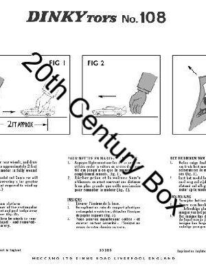 Dinky Toys 108 Sam’s Car Reproduction Instruction Sheet