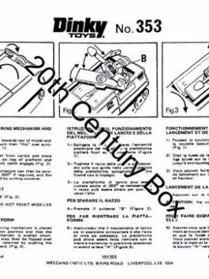 Dinky Toys 353 Shado 2 Mobile Instruction Sheet