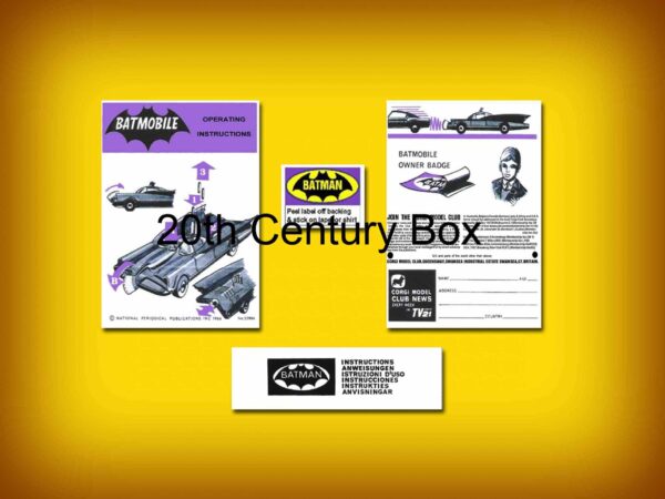 Corgi Toys 267 Batmobile Instructions, Envelope And Badge