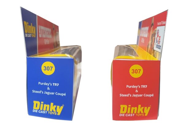 Dinky Toys 307 New Avengers Steed's Jaguar XJ12 and Purdey's TR7 Repro Box Code 3
