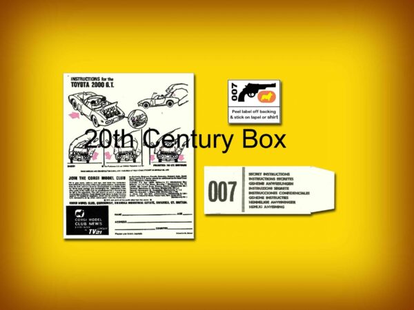 Corgi Toys 336  James Bond Toyota 2000GT Instruction Sheet & Badge