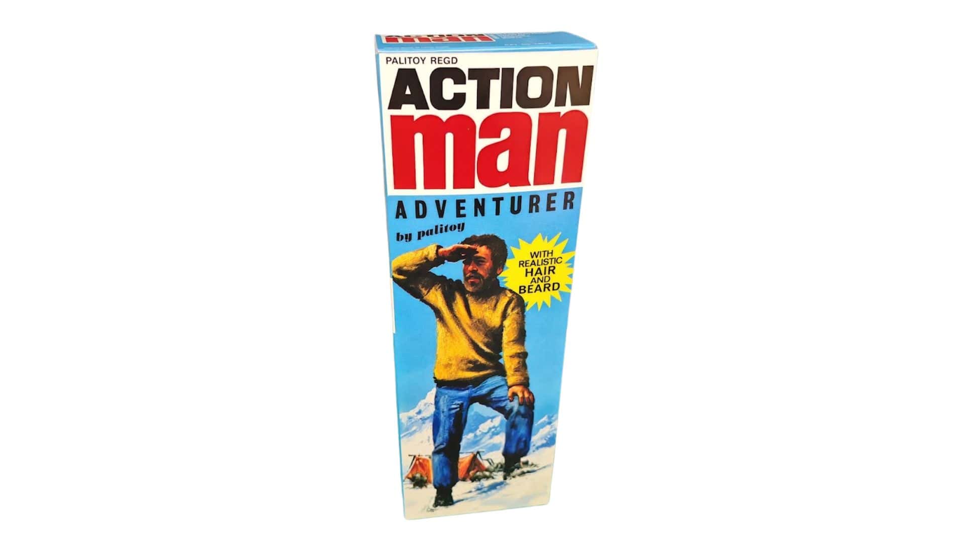 Palitoy Action Man Adventurer with Realistic Hair and Beard Reproduction Box