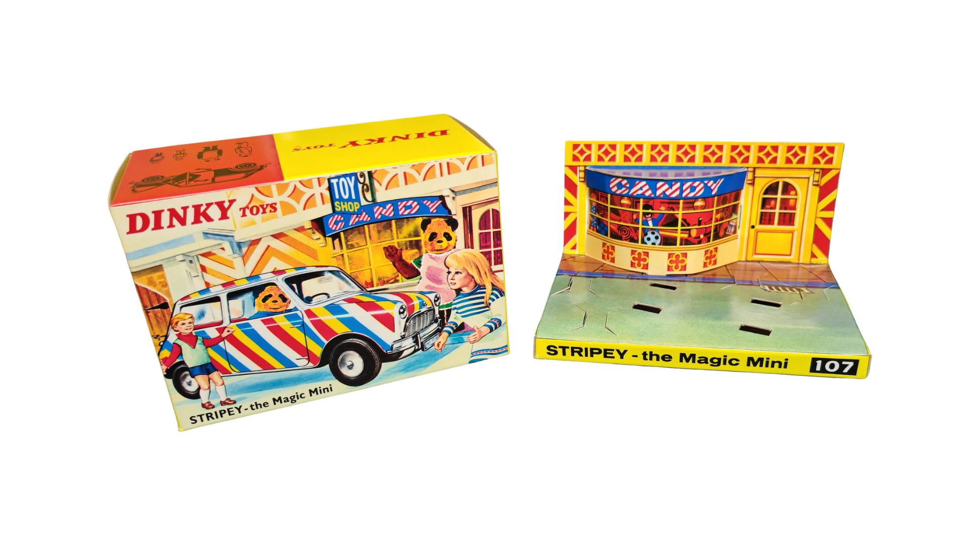 ミニカー Dinky Toys Stripey The Magic Mini 107 Dinky Toys 107 Stripey The Magic Mini Repro Box